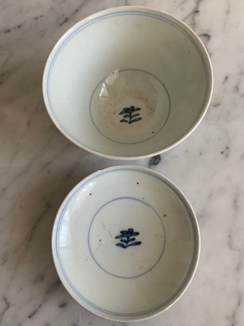 古伊万里　江戸期　藍泥　蓋付き茶碗　染付　蓋物　飯碗　節句　雛祭り　端午の節句