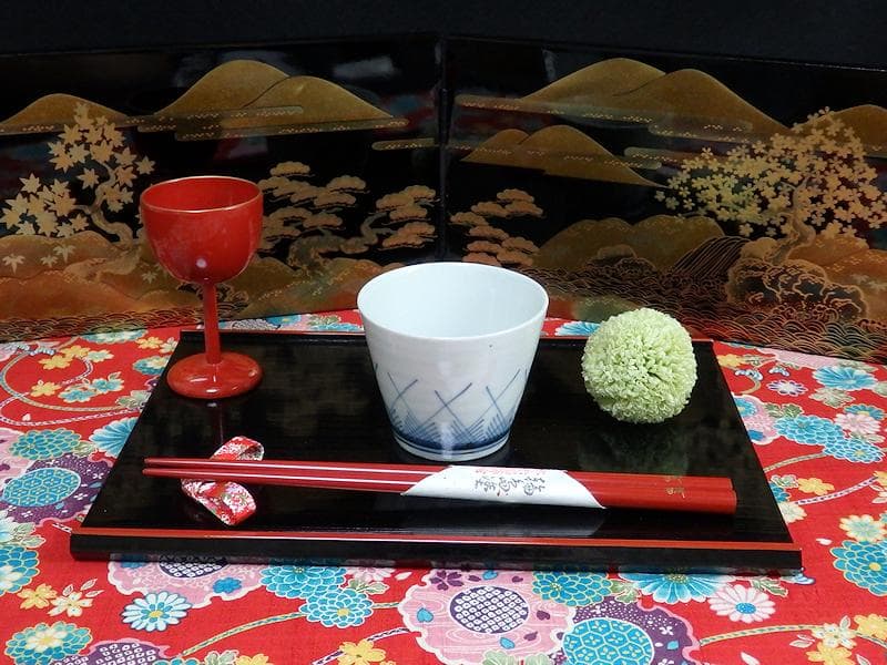 古伊万里　染付　桧垣草紋の図　蕎麦猪口　080AS-CBj