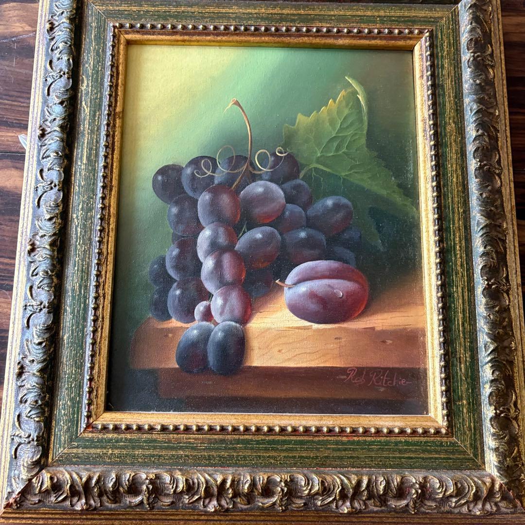 油絵 ROB RITCHIEサイン 静物画 額装 油彩 油絵 油画 絵画 B
