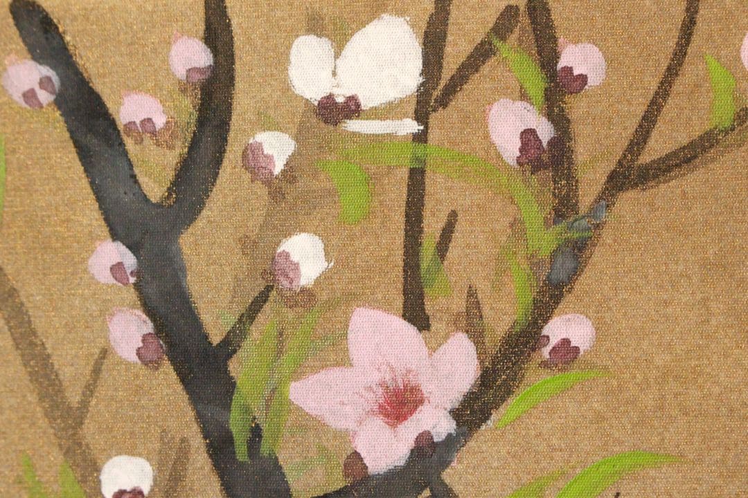 No4520 掛軸　田中松泉「立雛」　和歌賛　彩色絹本　共箱　節句　送料無料