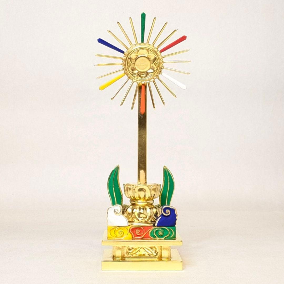 【値下げ・新品】 阿弥陀如来立像　純金箔　極彩色　総高さ約26.5㎝　阿弥陀