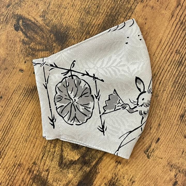 《サンプル》 両面 シルク 3way マスク ハンドメイド 鳥獣戯画 兎 ⑧