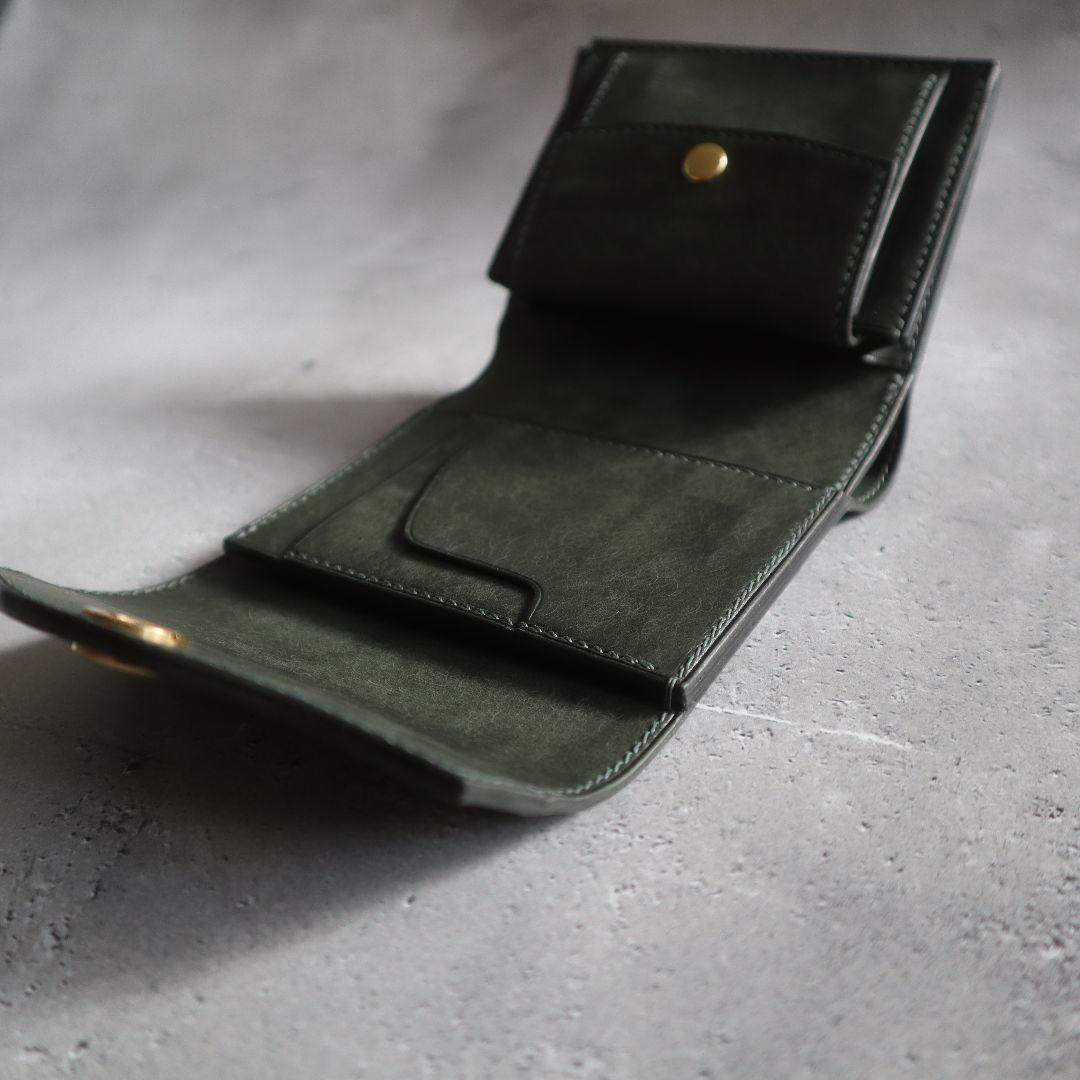 【受注制作】オコシ金具の三つ折り財布　フルハンドメイド　イタリアンレザー