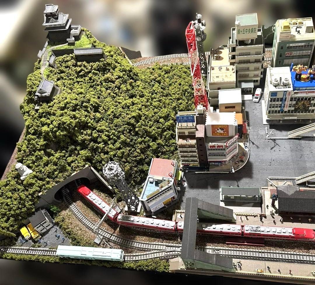 引取り限定　鉄道模型　Nゲージ　街中複線ジオラマ 金華山・岐阜城