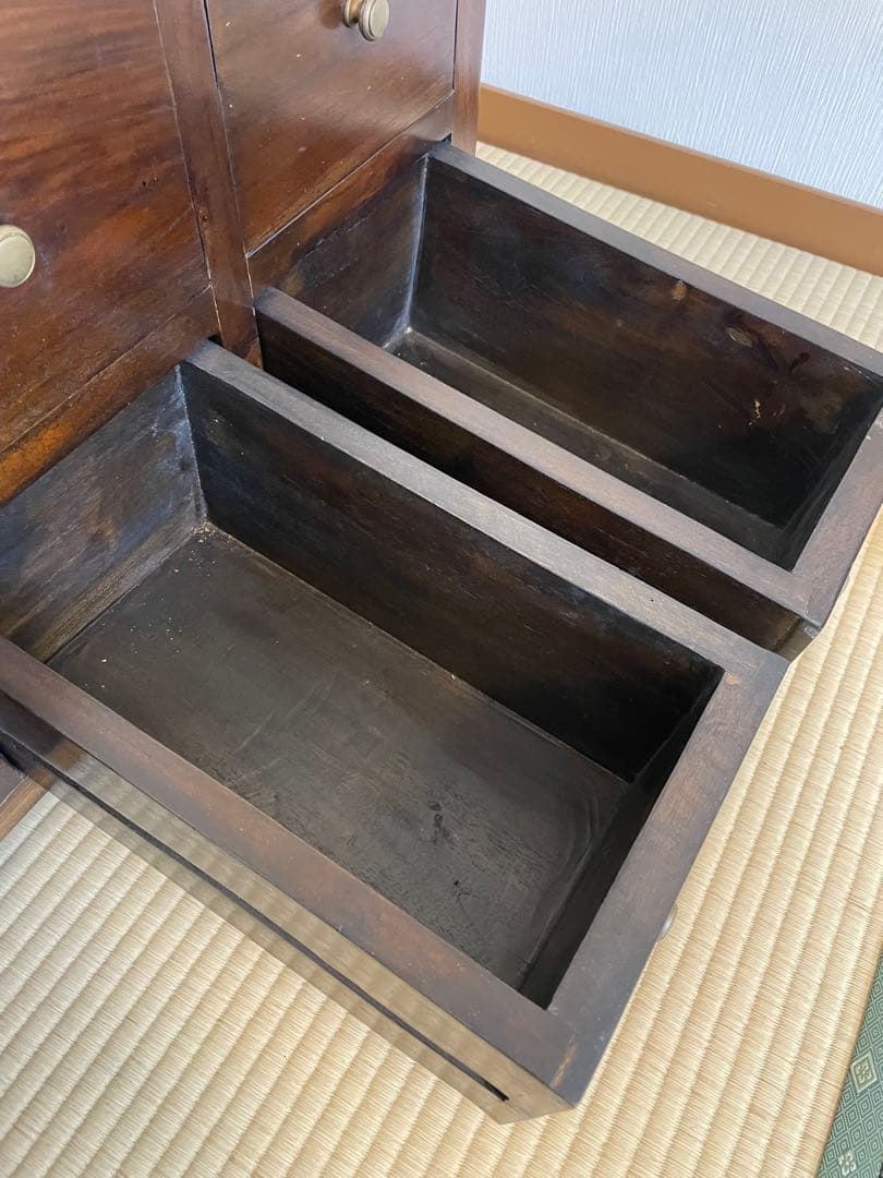 アジアン家具 ローボード 100cm 無垢風 4段引出し