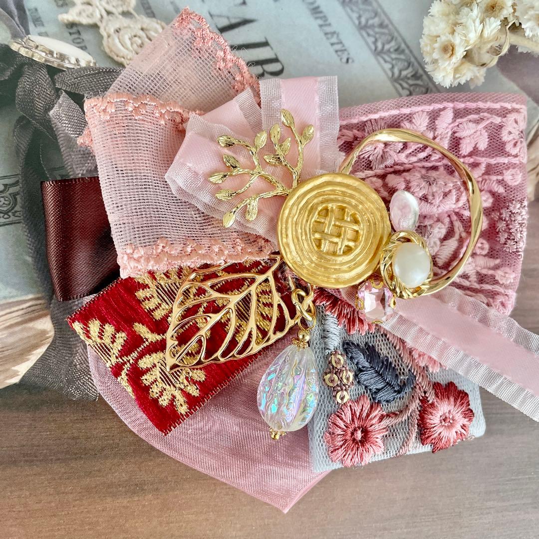 no.139 ハンドメイド✩.*˚シアー感✩.*ピンクの和洋デザインアクセサリー