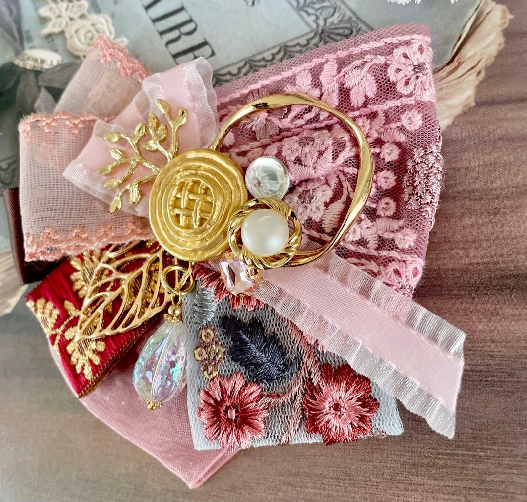 no.139 ハンドメイド✩.*˚シアー感✩.*ピンクの和洋デザインアクセサリー