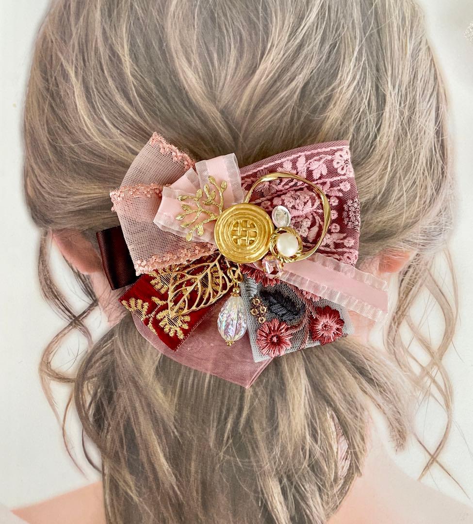no.139 ハンドメイド✩.*˚シアー感✩.*ピンクの和洋デザインアクセサリー