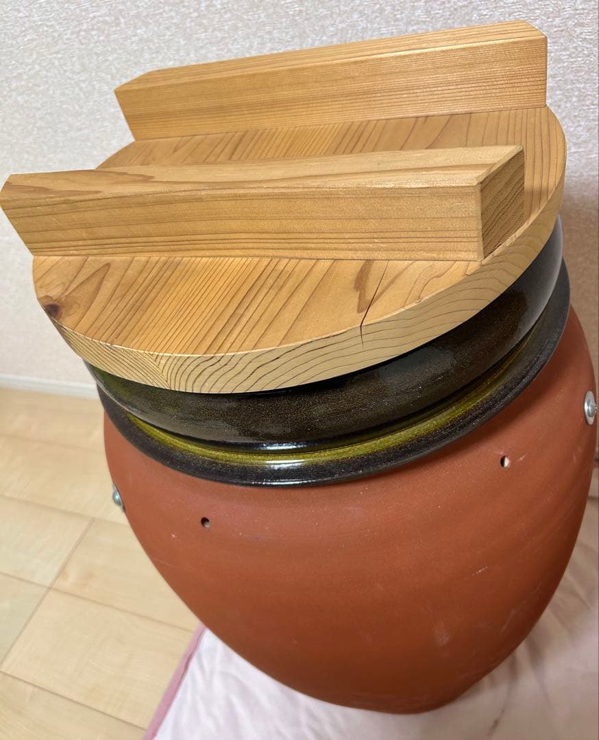 壺焼き芋用　信楽焼壺＆木蓋付き保存容器＋焼き芋網セット※新品未使用※訳あり