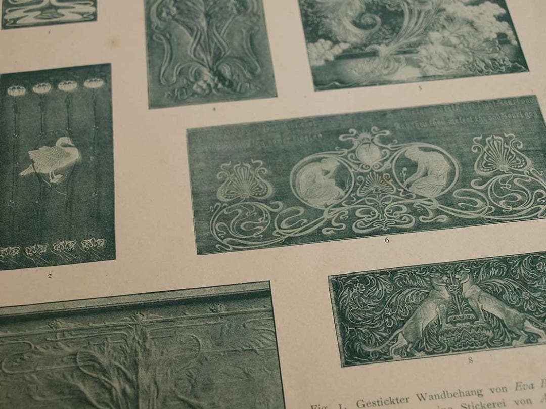 稀少 ドイツ アールヌーヴォー インテリア家具建築写真集等 1900年/J898