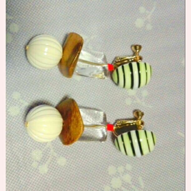 stcat風 大振り ライムgreenヴィンテージ♡ピアス/イヤリング