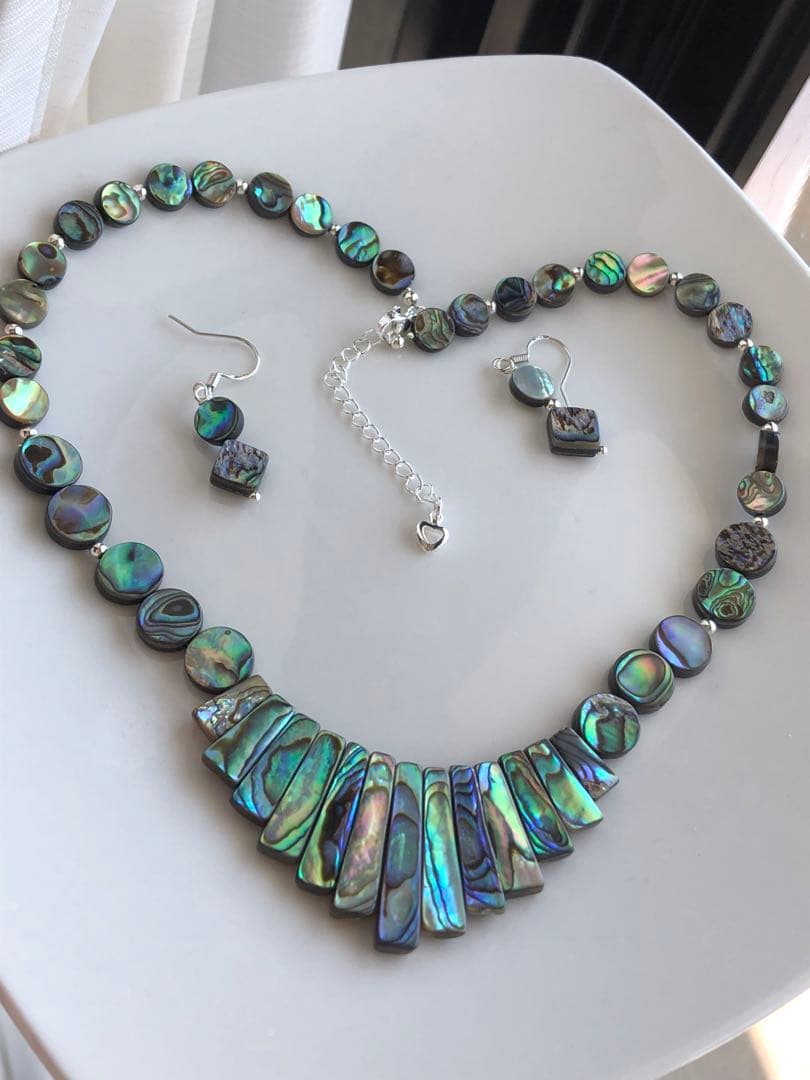 アバロンシェルネックレス　ピアス　セット