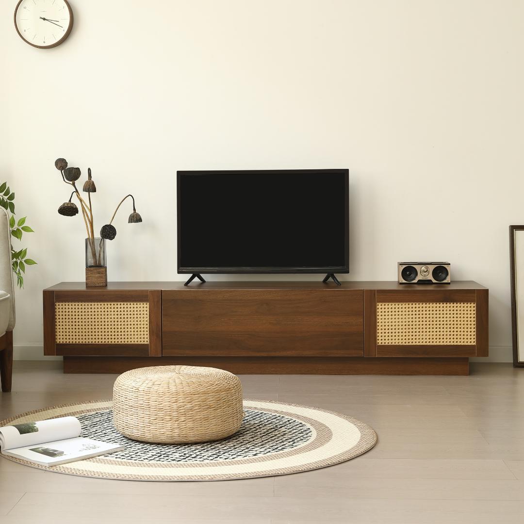 タイムセール！ラダン風テレビ台　引き出し収納　ロータイプ　BROWN