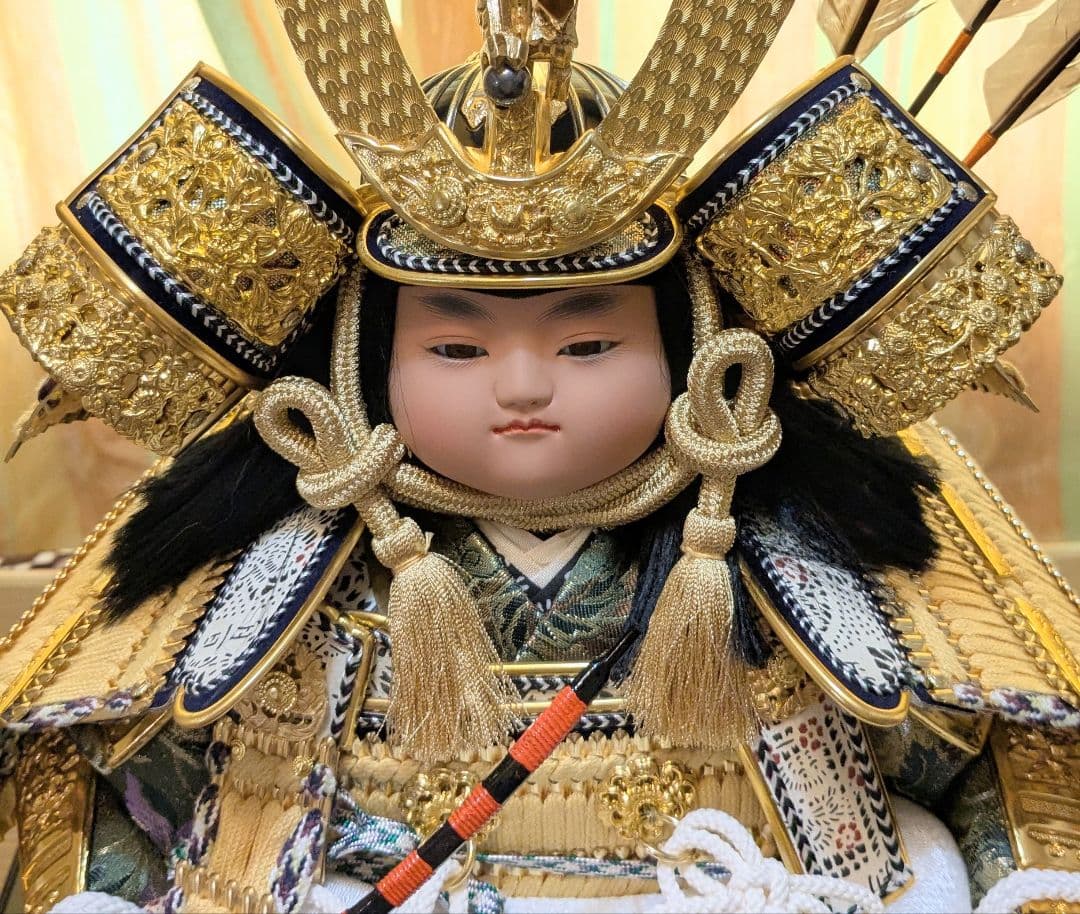 五月人形 おぼこ大将 ケース付き 正絹 平安清玉作　引き取りのみ
