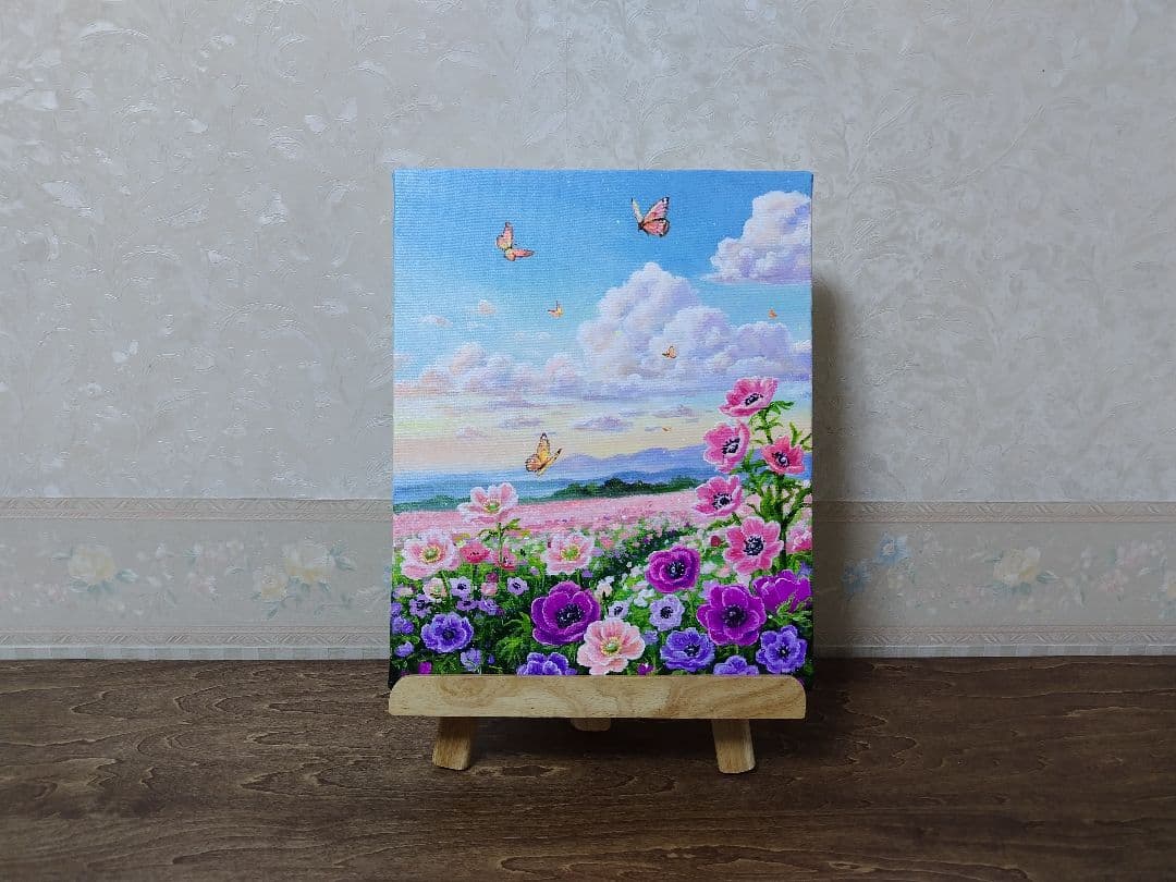 【アネモネ】アクリル画 F3 風景画 絵画