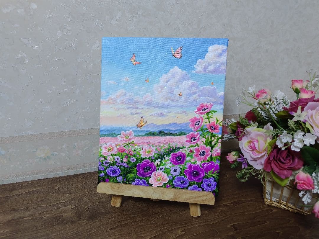 【アネモネ】アクリル画 F3 風景画 絵画