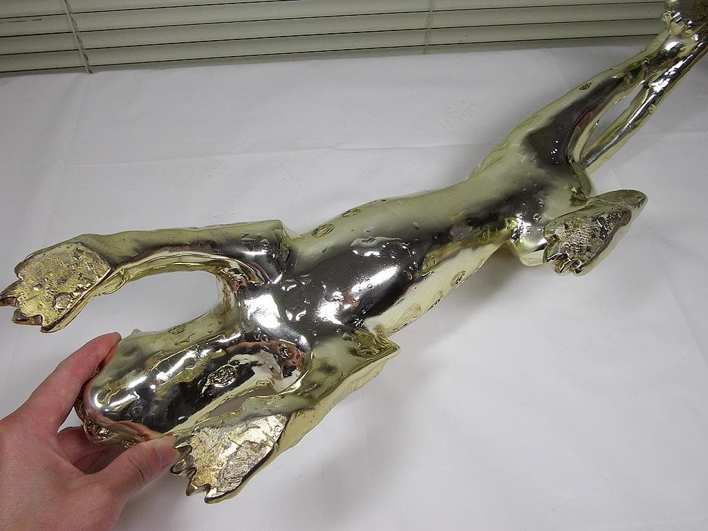 全長60cm　ジャガー　豹　ヒョウ　置物 ゴールド フィギュア パンサー