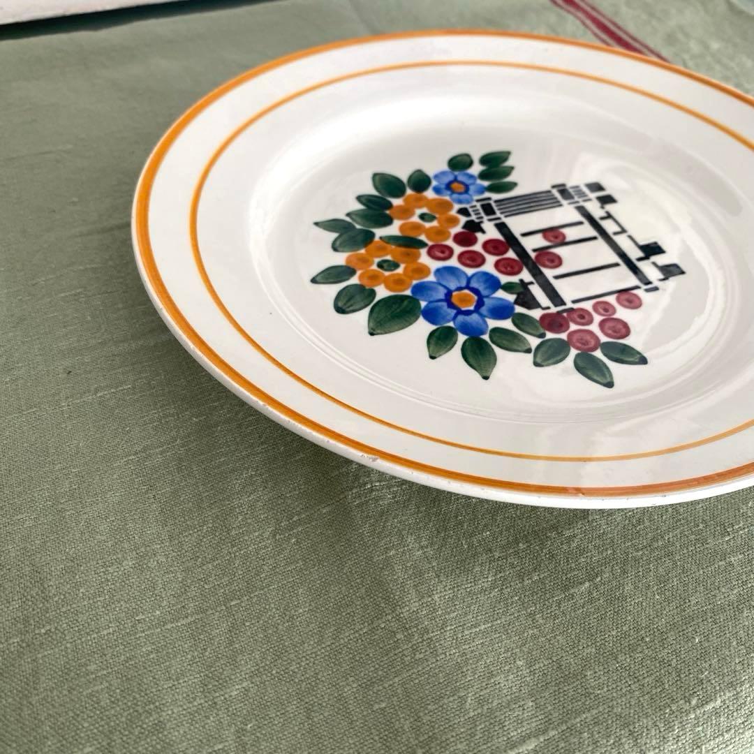 フランスアンティーククレイユモントロー HBCM プレートfreuriセット