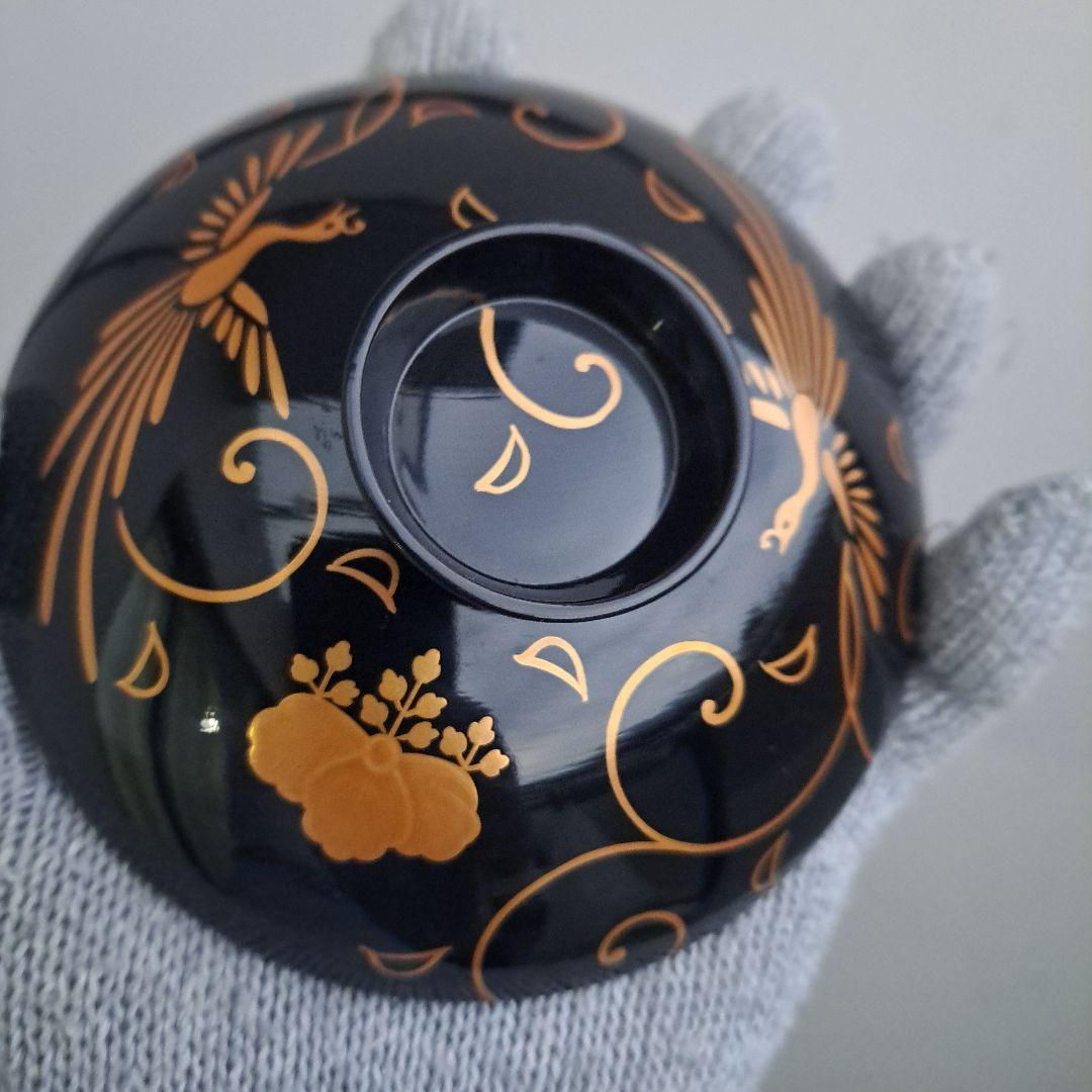 【輪島塗　御吸物椀×4客】天然木製 鳳凰\"唐草\"高台寺蒔絵　長期保管品