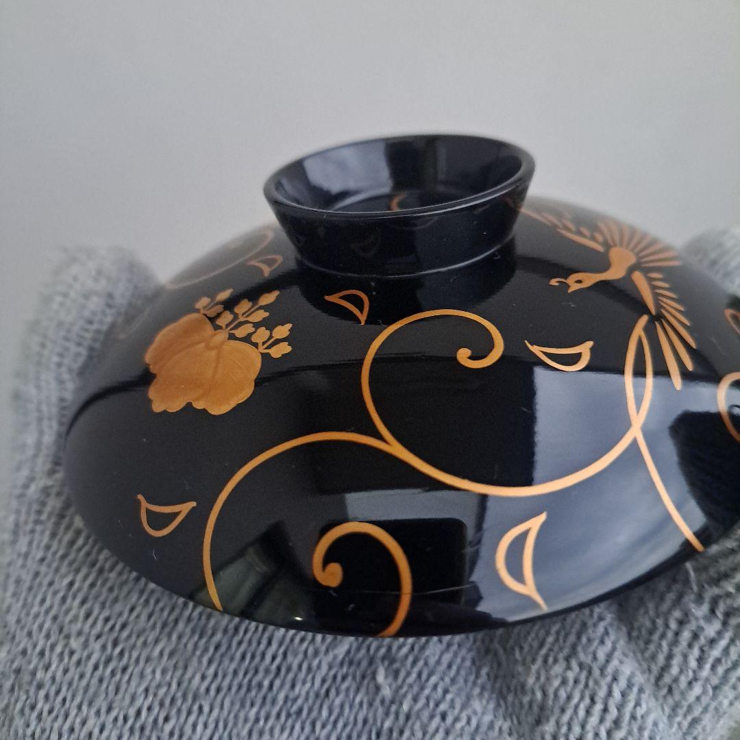 【輪島塗　御吸物椀×4客】天然木製 鳳凰\"唐草\"高台寺蒔絵　長期保管品