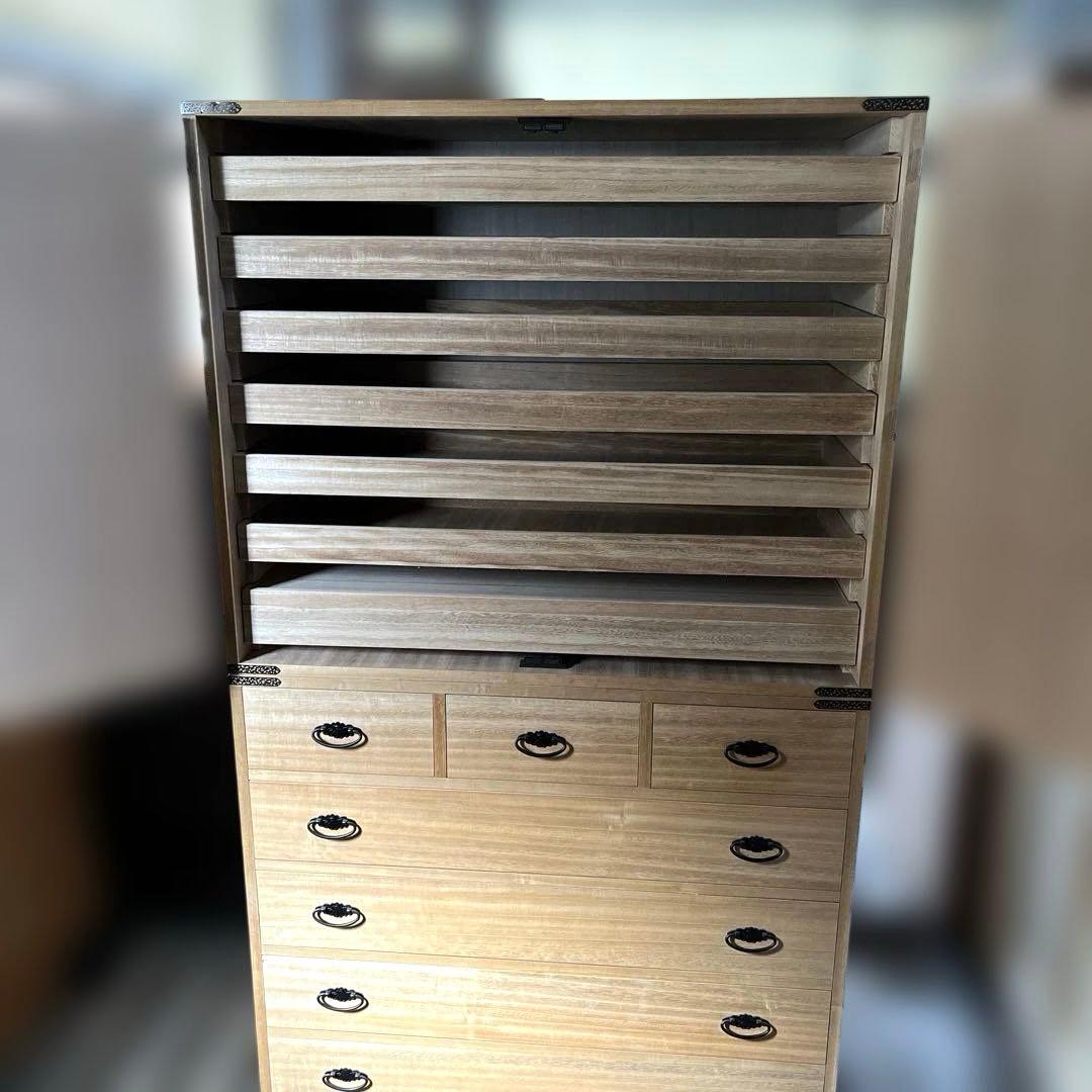和箪笥 着物箪笥 観音開き 着物収納タンス 上下分割 和家具 大型