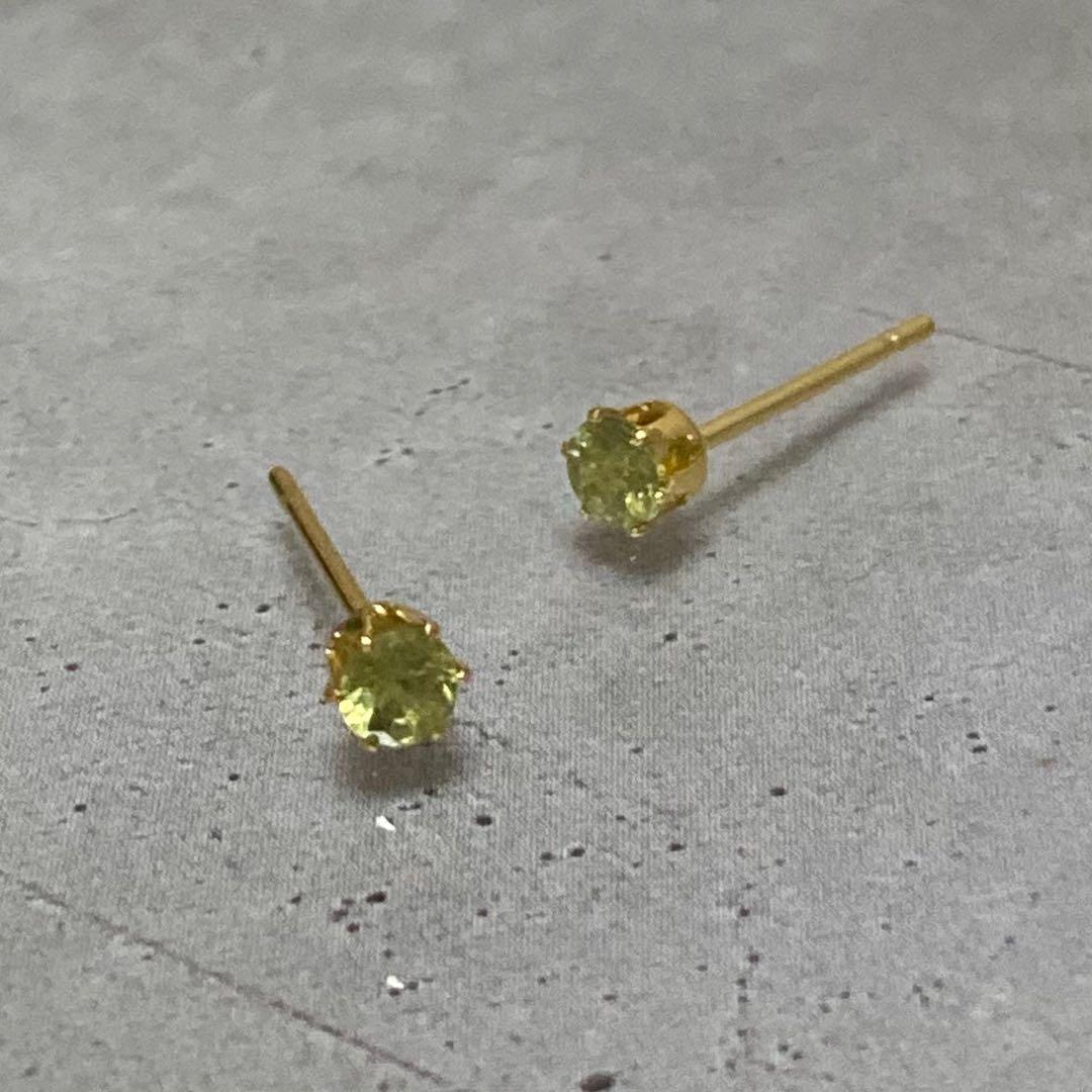 天然石 希少 デマントイドガーネット 3mm ピアス サージカルステンレス