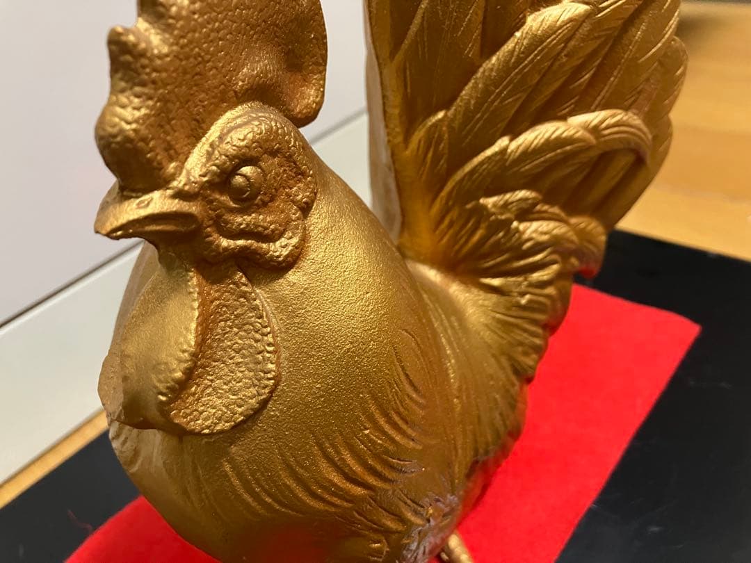 環水 銘入 金色酉置物 高さ28cm 重量3kg 鋳造 開運 商売繁盛 縁起物
