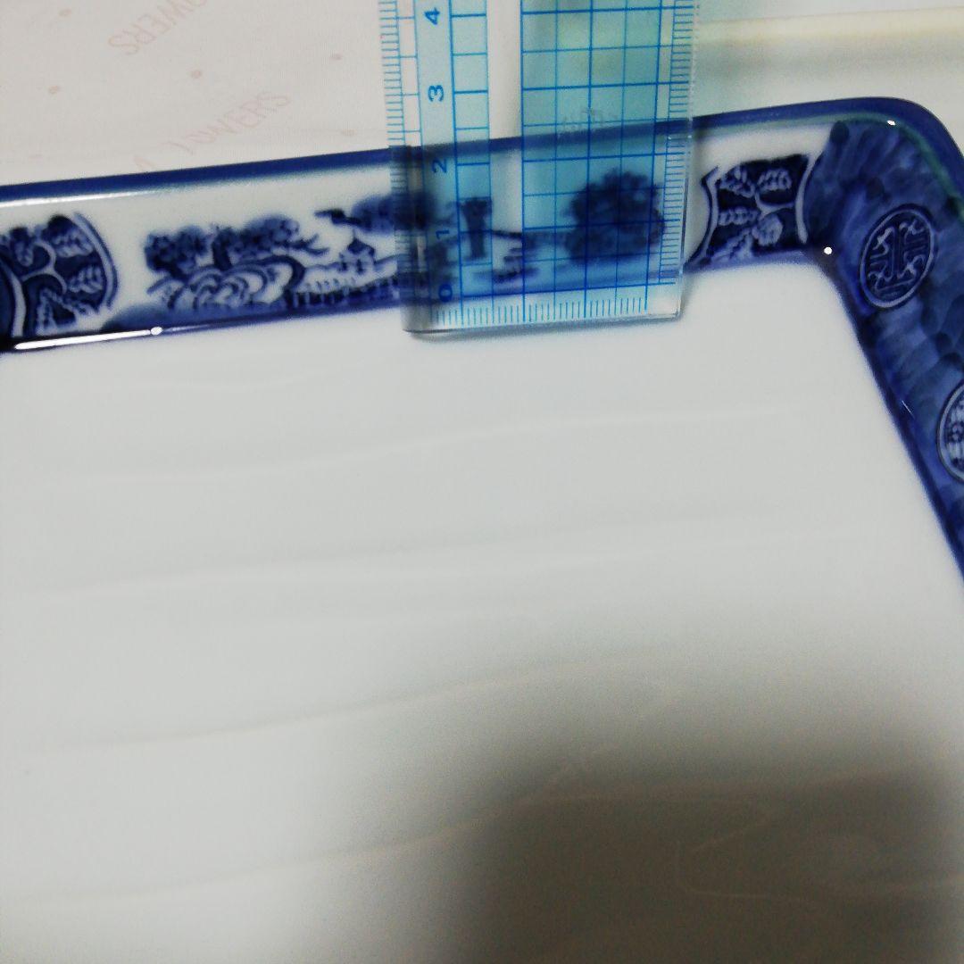 藍付け焼　角皿　5枚セット 約14cm x 17cm　刺身皿　盛皿
