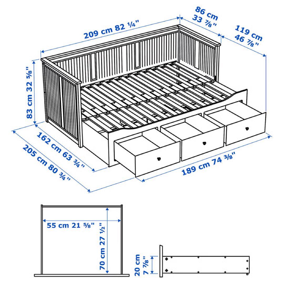 【美品】IKEA HEMNES ベッドフレーム+マットレス※引取は名古屋市中区
