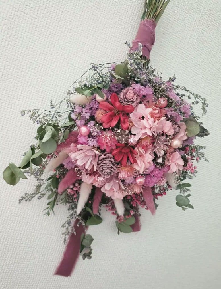 ♡mocoページ♡ドライフラワースワッグbule&pink♡