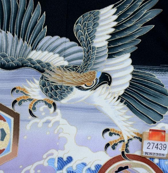 七五三 五歳 男児 黒地 羽織袴フルセット 着物 紋袴 袴変更可 NO27439