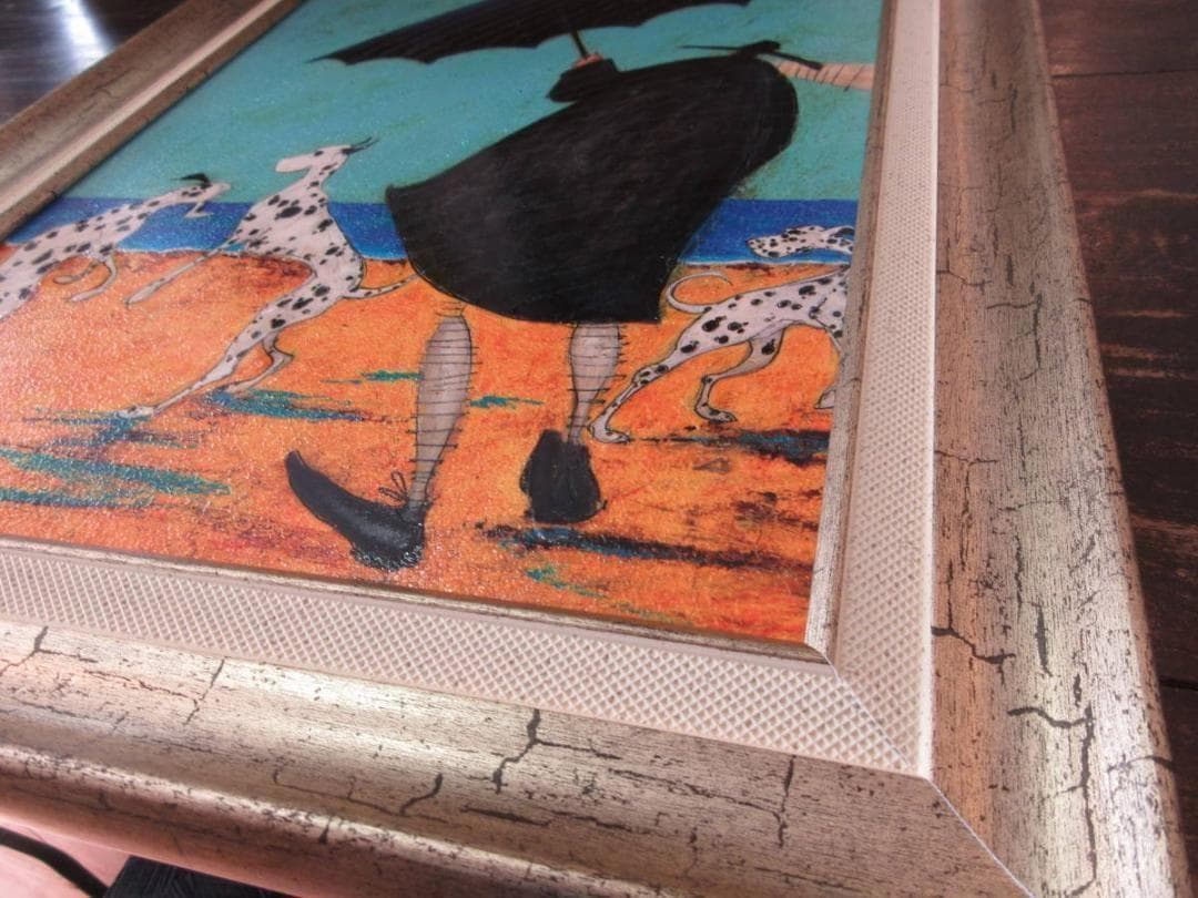 癒し　絵　絵画●サムトフト アートフレーム「ジャックの海岸で」●ダルメシアン　犬