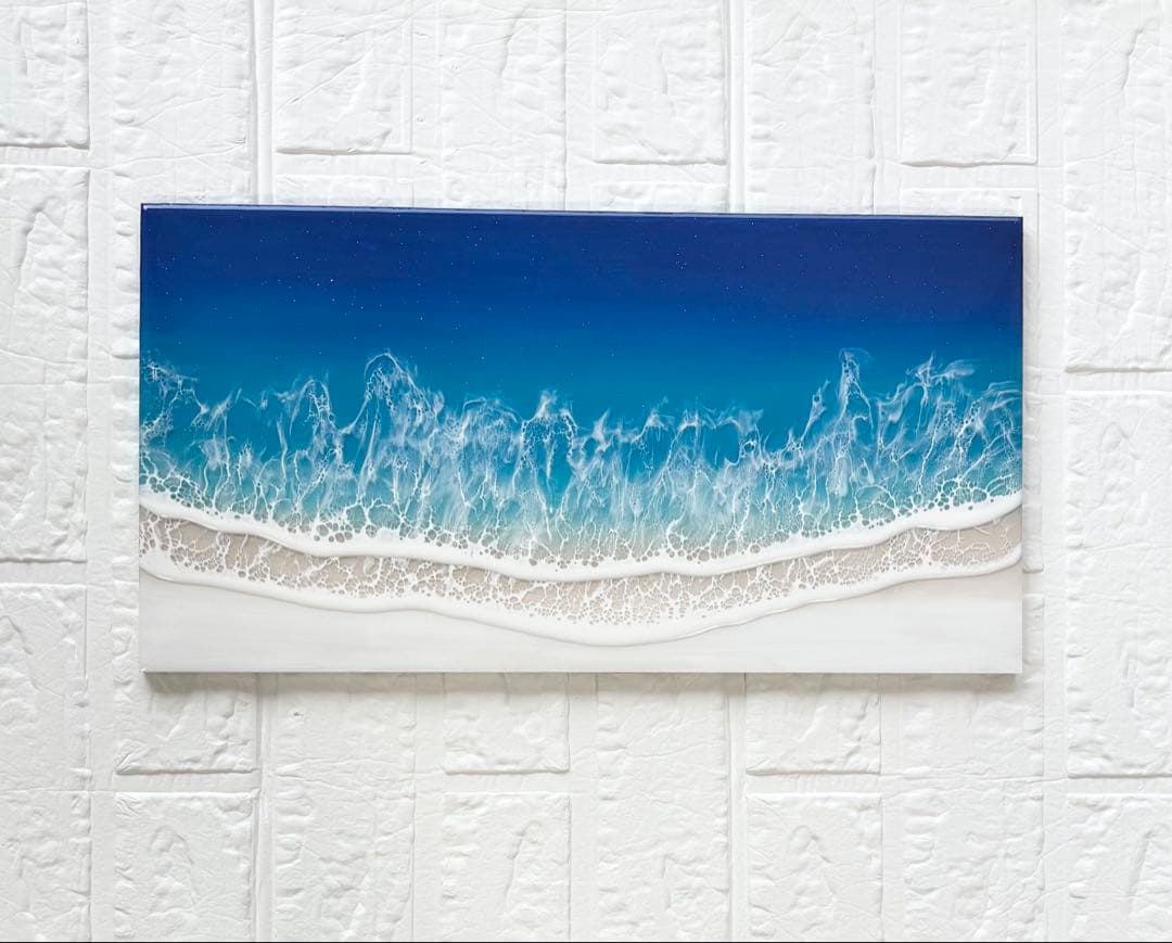 心と身体を休ませたい方へ　深呼吸する海 海アート　レジンアート　42×22cm