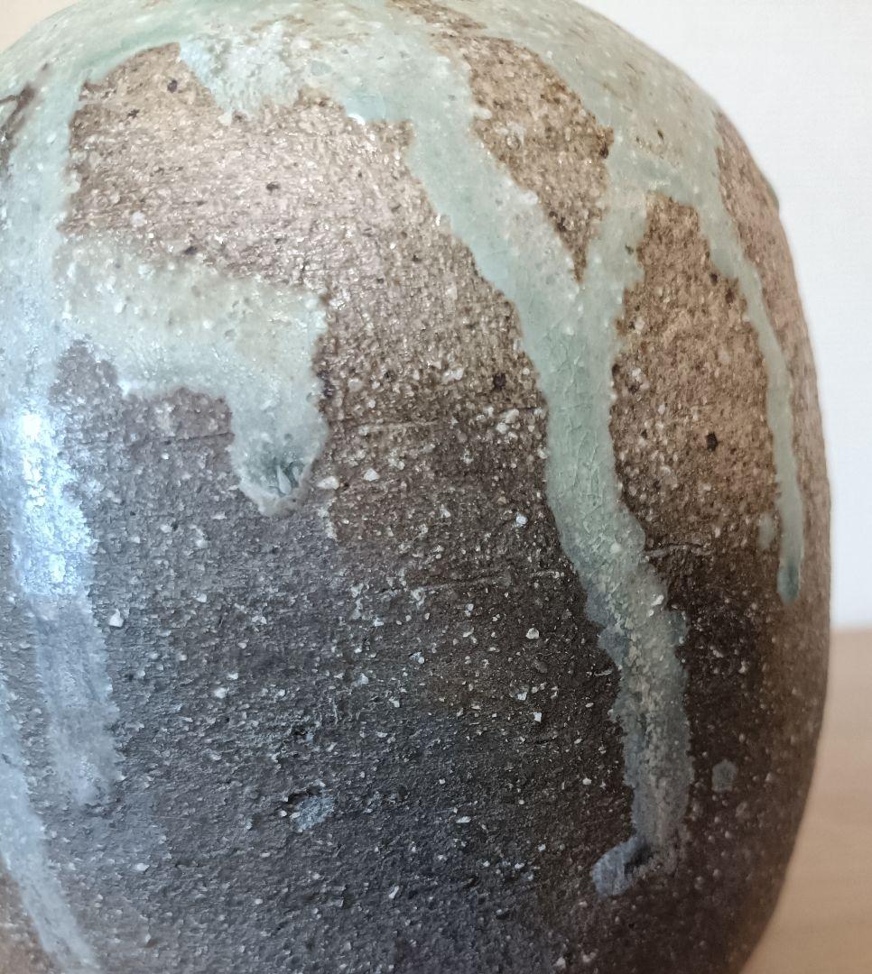 廣永窯 坪島土平作 伊賀大わび花入 灰被手　茶道具　伊賀焼花入