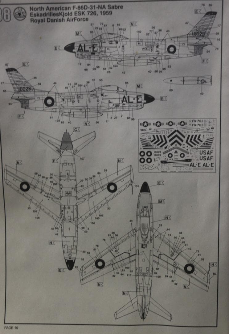 レベル製ノースアメリカンＦ－８６Ｄセイバードック限定航空自衛隊デカール付１／４８