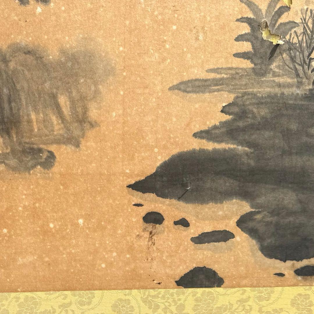 中国山水画 漓江烟雲 水墨画 甲子 季夏 画於 於水 1924年 壁掛け 茶道具