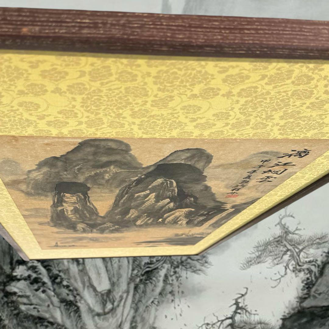 中国山水画 漓江烟雲 水墨画 甲子 季夏 画於 於水 1924年 壁掛け 茶道具
