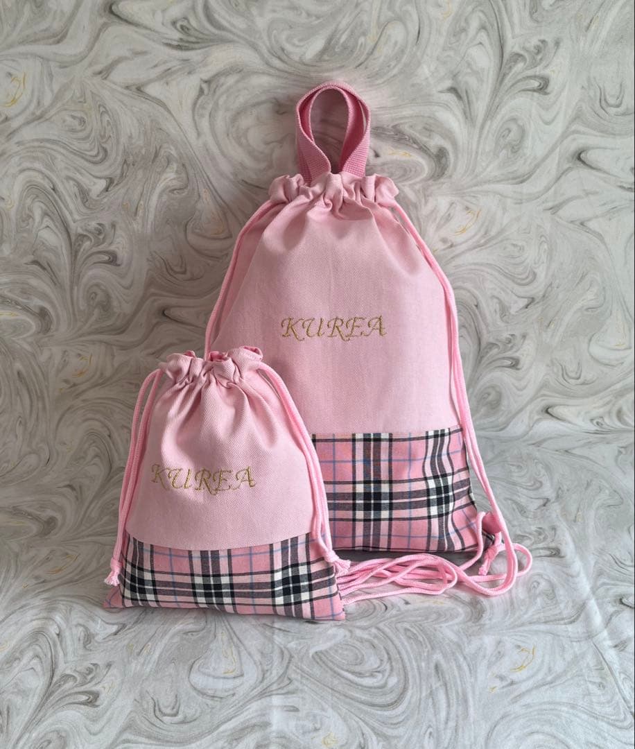 オーダー商品☆イニシャル　お名前刺繍入り　入学、入園セット