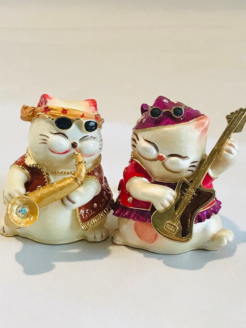 猫のモチーフ小物入れ ロックバンド デュエット