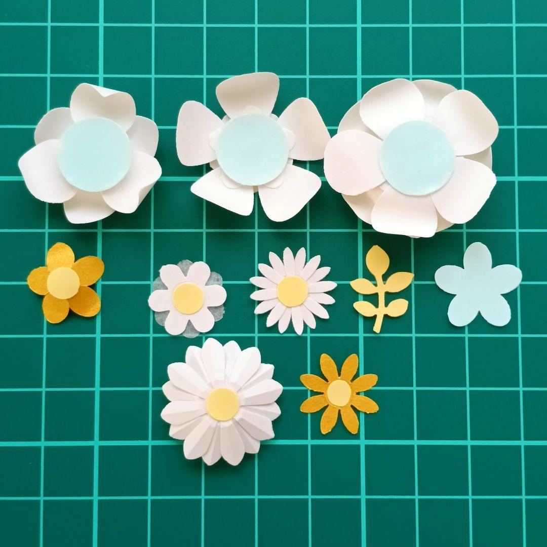 お祝い立体お花シール【セレブレーションホワイト＆シルバー】コンプリートセット