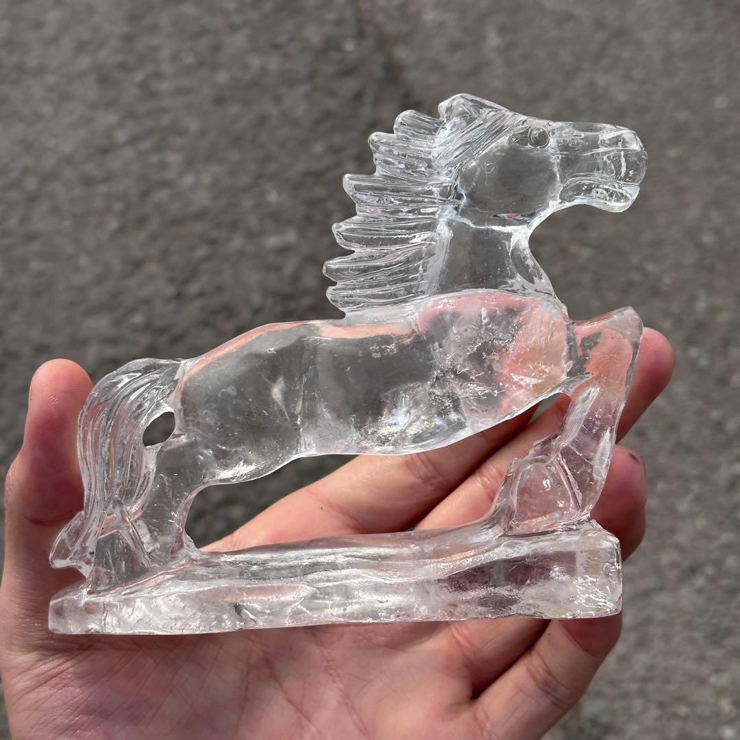天然石水晶の馬　置物　ご購入前に在庫確認G.1410