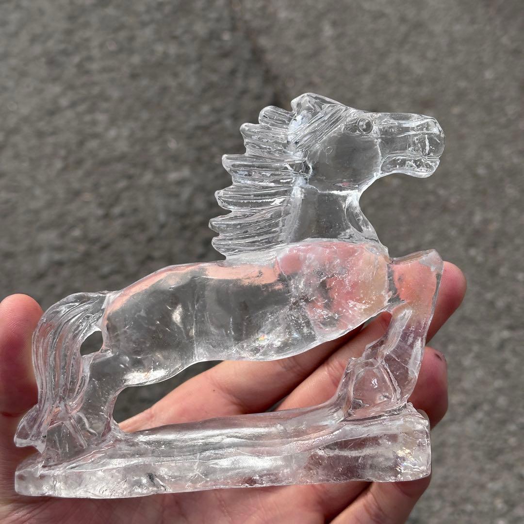 天然石水晶の馬　置物　ご購入前に在庫確認G.1410