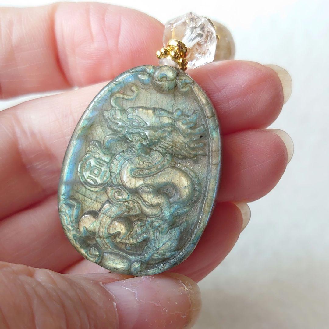閃電五眼天珠ラブラドライト金魚水晶（オーロラクォーツ）ホワイトガーデン素敵な逸品