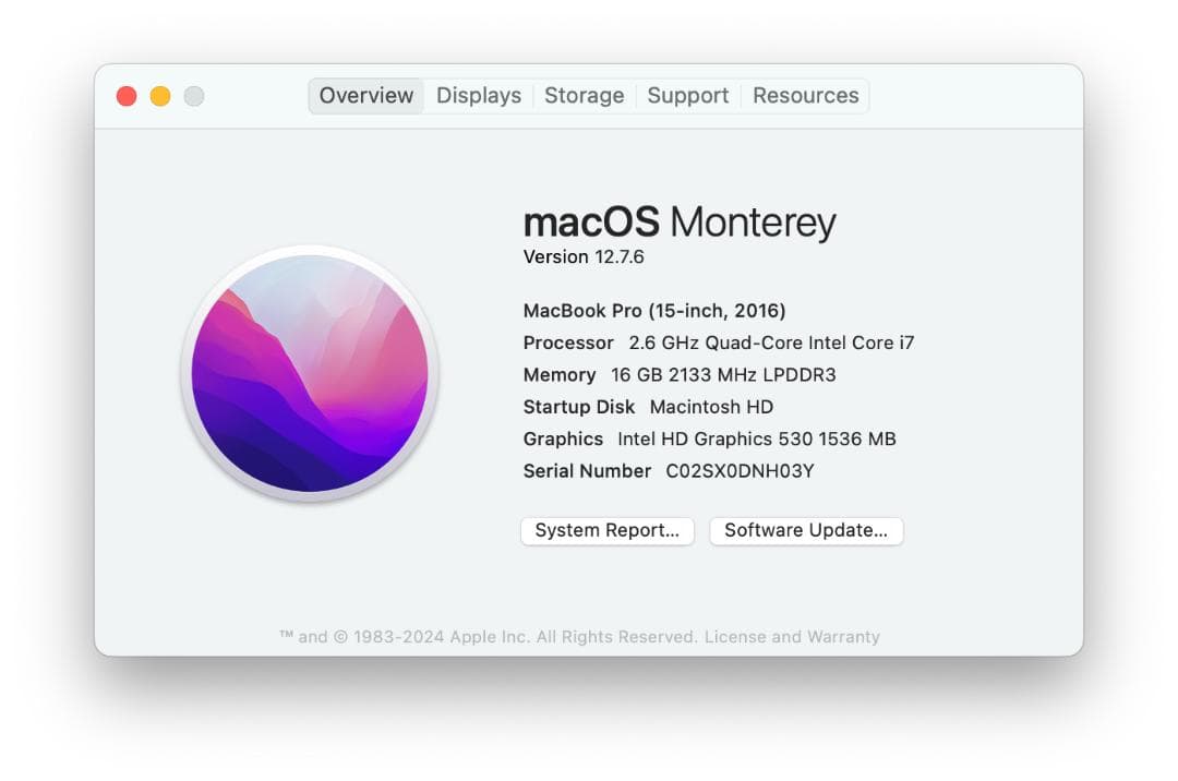 MacBook Pro late 2016 15インチ 1TB USキーボード