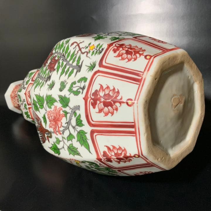 赤絵八角瓢箪型花瓶・古玩万暦赤絵瓶・時代花器・煎茶道具・中国骨董