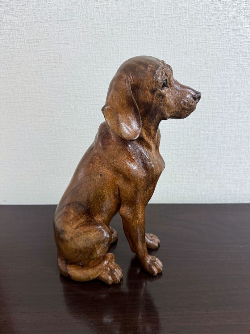 スワールウッド　天然無垢材　犬の置物　手彫り　木彫り　木製　ハンドメイド