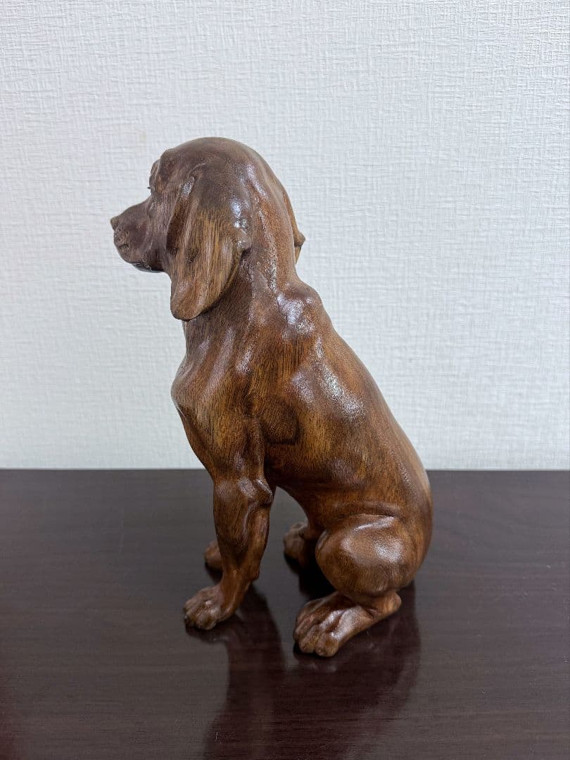 スワールウッド　天然無垢材　犬の置物　手彫り　木彫り　木製　ハンドメイド