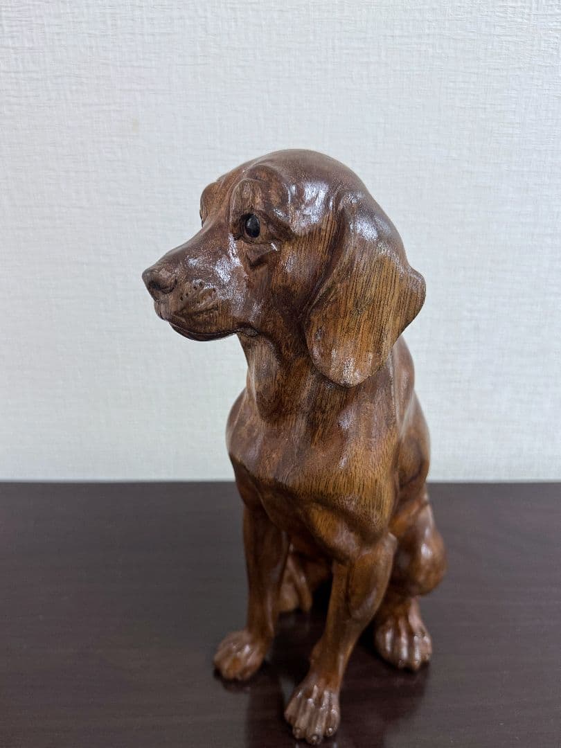 スワールウッド　天然無垢材　犬の置物　手彫り　木彫り　木製　ハンドメイド