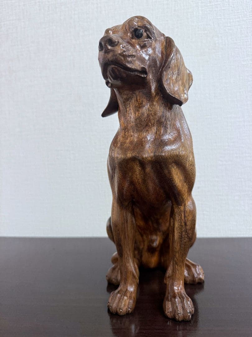 スワールウッド　天然無垢材　犬の置物　手彫り　木彫り　木製　ハンドメイド