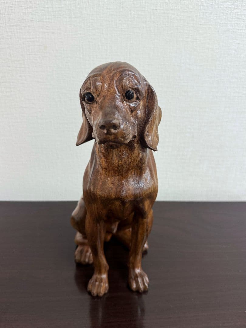 スワールウッド　天然無垢材　犬の置物　手彫り　木彫り　木製　ハンドメイド